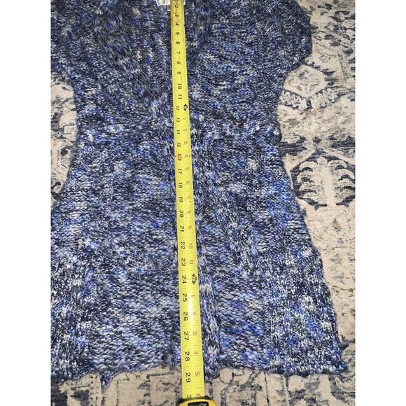 Decree Short Sleeve Wrap Marled Blue Purple Silver Black Belt Sweater M - Picture 3 of 6